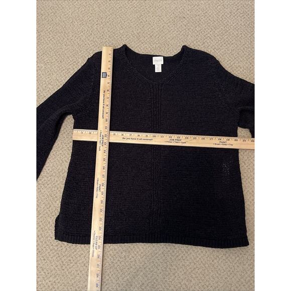 Chico’s 3 Women’s XL Black Cotton Polyester Knit Sweater - Picture 4 of 6